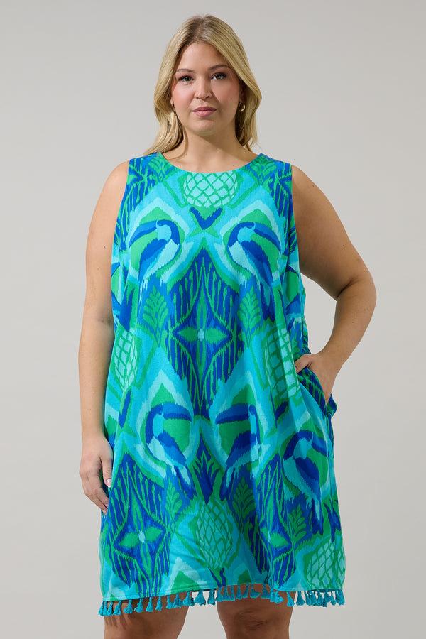 sugarlips Blissy Tropical Winda Trapeze Mini Dress Curve