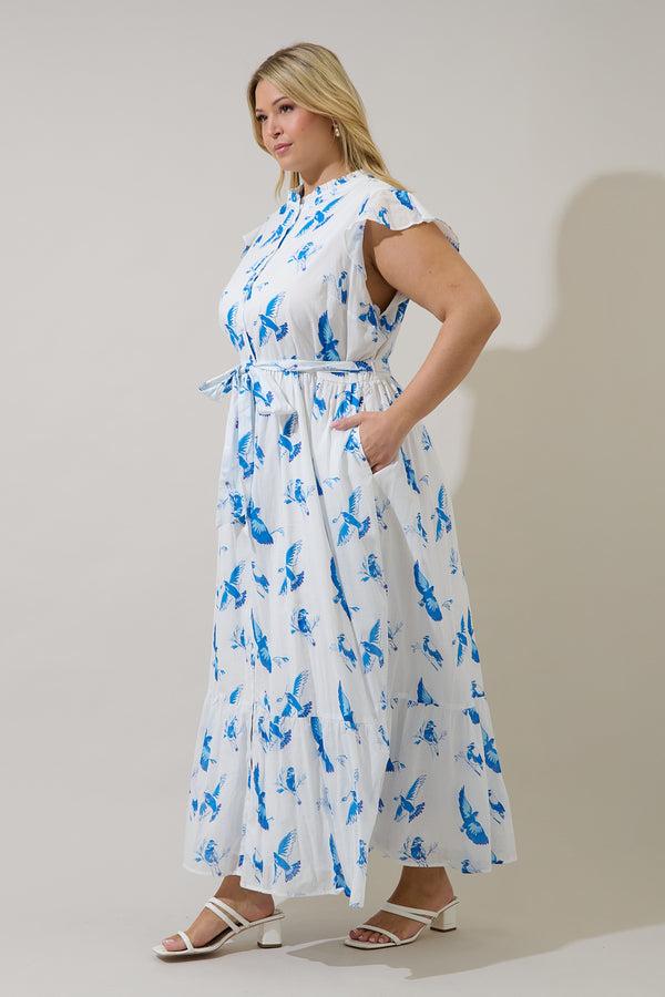 Sugarlips Bluebird Riah Button Down Maxi Dress Curve