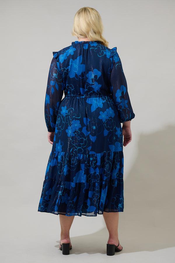 Sugarlips Bluford Floral Kristen Tiered Midi Dress Curve