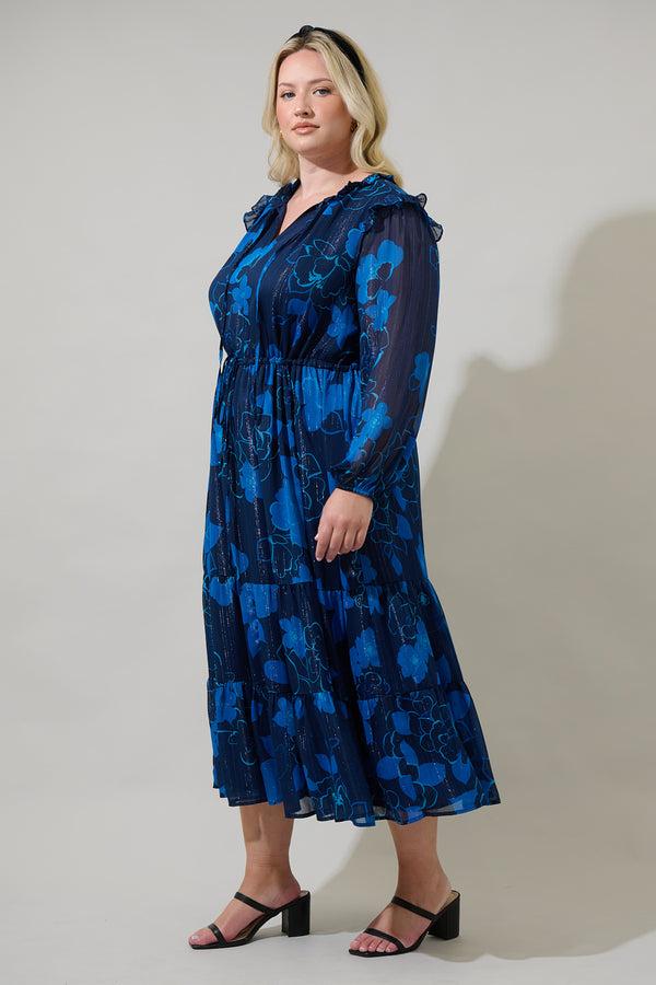 Sugarlips Bluford Floral Kristen Tiered Midi Dress Curve