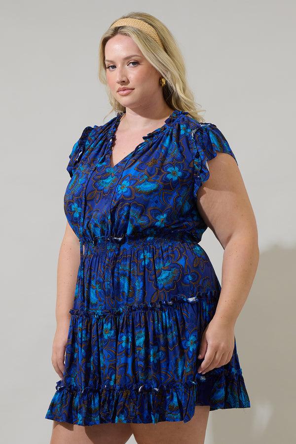 Sugarlips Bluford Floral Toledo Tiered Mini Dress Curve
