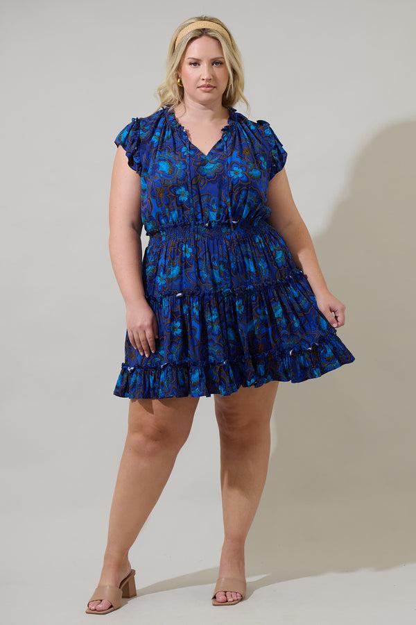Sugarlips Bluford Floral Toledo Tiered Mini Dress Curve