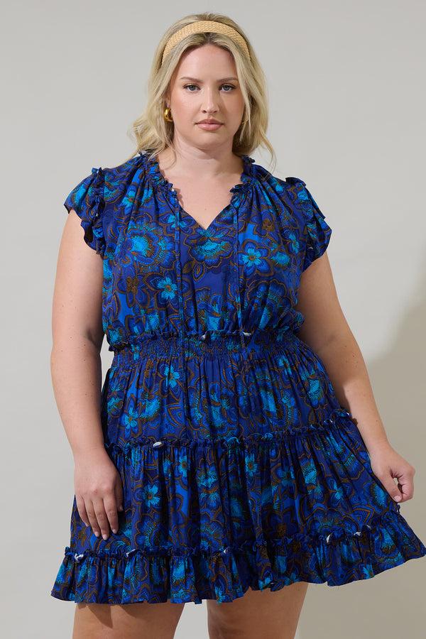 sugarlips Bluford Floral Toledo Tiered Mini Dress Curve