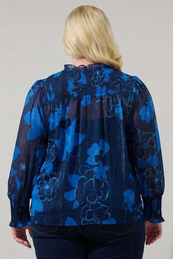 Sugarlips Bluford Floral Verona Split Neck Blouse Curve