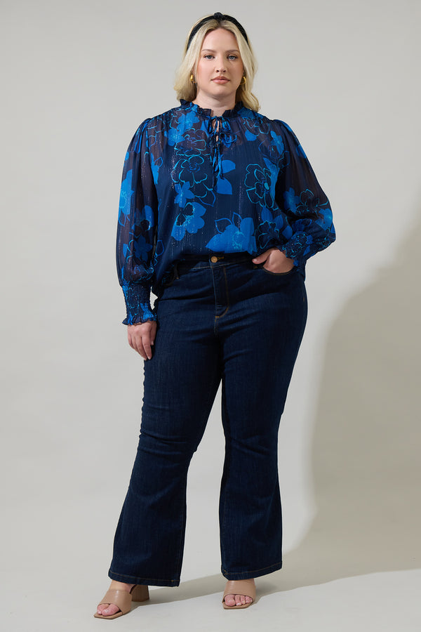 Sugarlips Bluford Floral Verona Split Neck Blouse Curve