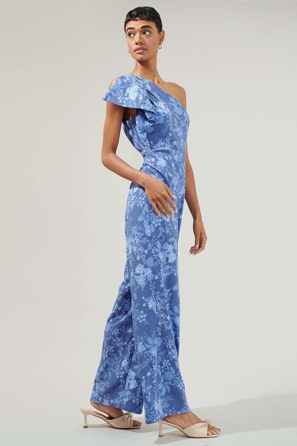 Sugarlips Borage Floral Villa One Shoulder Jumpsuit