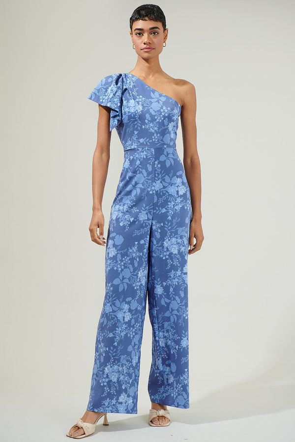 sugarlips Borage Floral Villa One Shoulder Jumpsuit