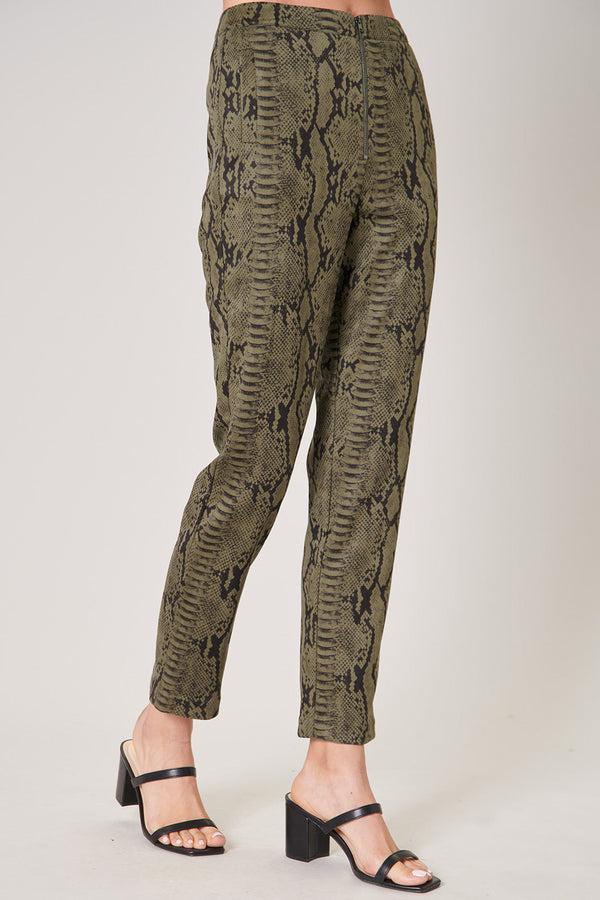 Sugarlips Born For This Faux Suede Snake Print Pants