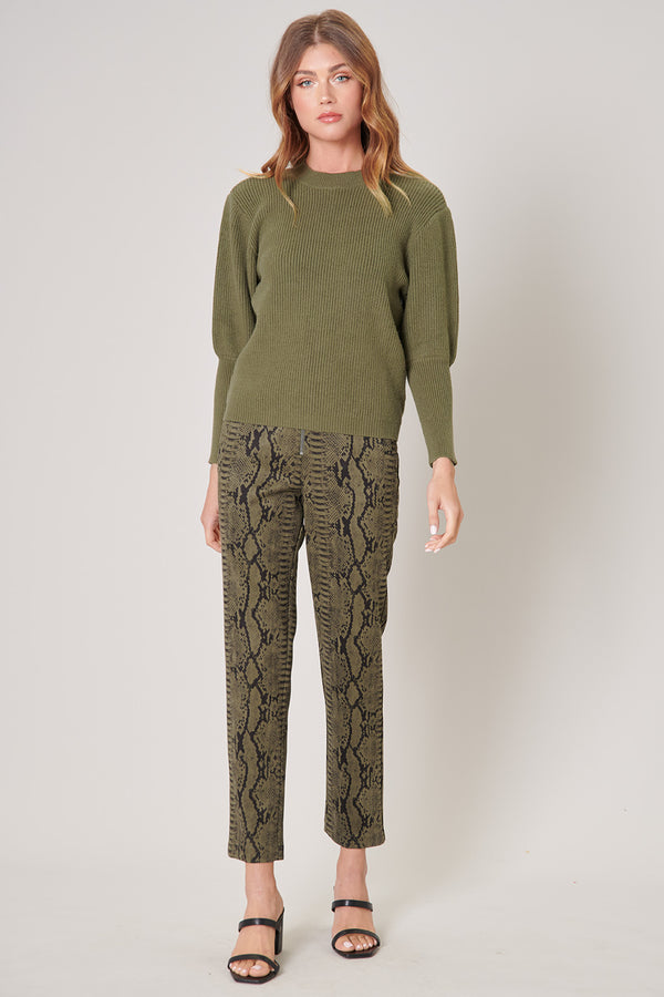 Sugarlips Born For This Faux Suede Snake Print Pants