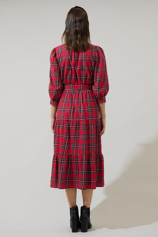 Sugarlips Boswell Tartan Plaid Yanis Button Up Midi Dress