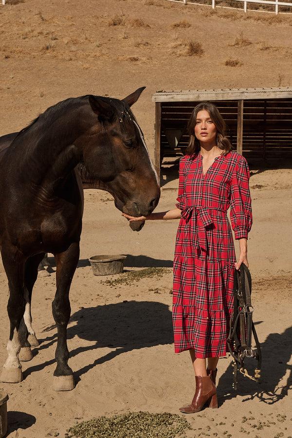 sugarlips Boswell Tartan Plaid Yanis Button Up Midi Dress