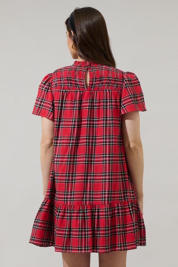 Sugarlips Boswell Tartan Plaid Yare Short Sleeve Mini Dress