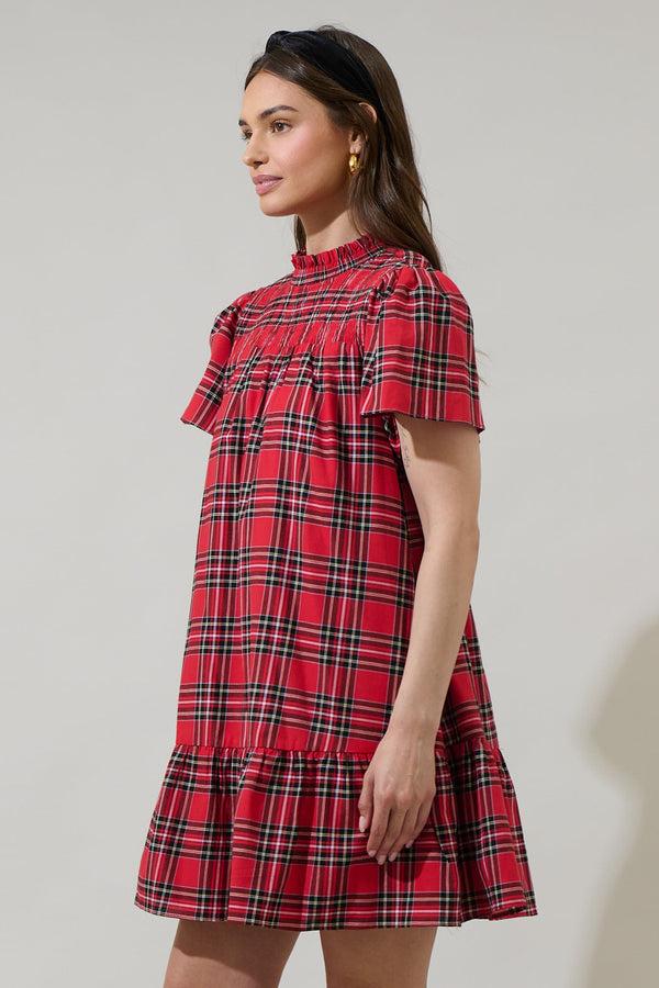 Sugarlips Boswell Tartan Plaid Yare Short Sleeve Mini Dress