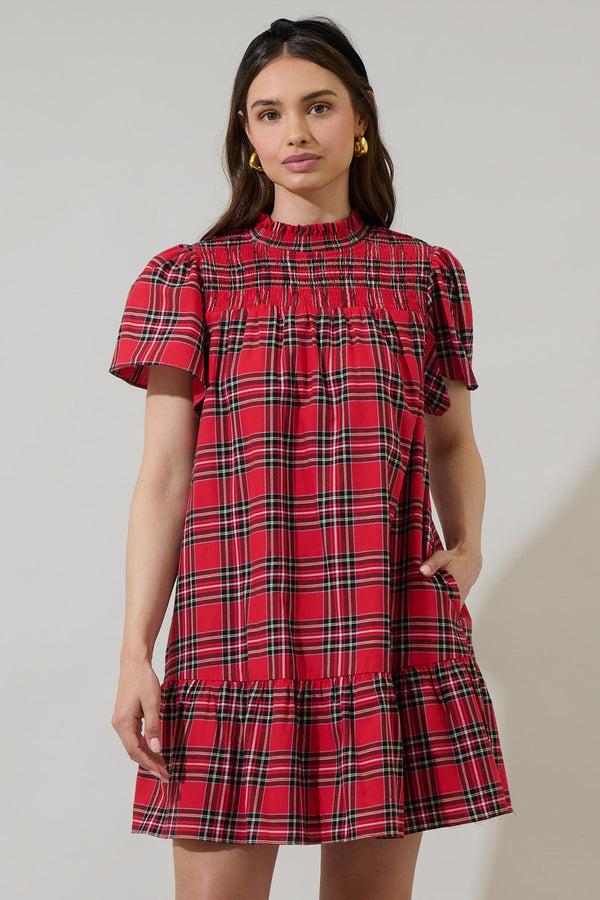 sugarlips Boswell Tartan Plaid Yare Short Sleeve Mini Dress
