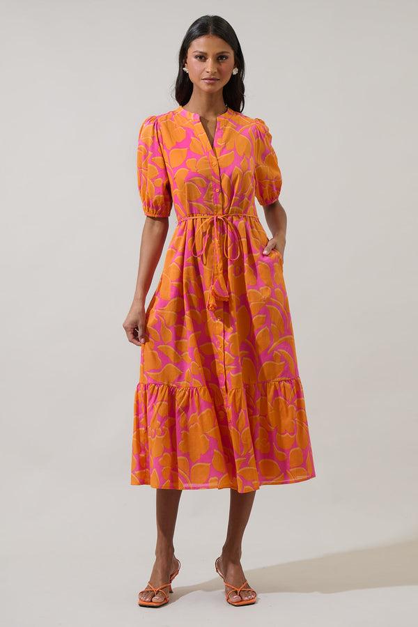 Sugarlips Bracha Floral Beth Button Down Midi Dress