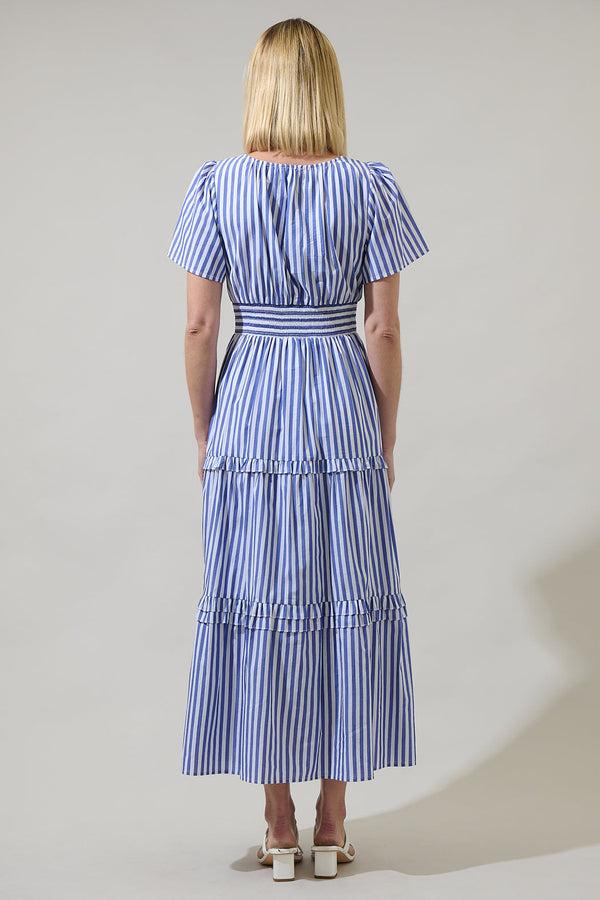 Sugarlips Brandy Striped Palmer Poplin Tiered Maxi Dress