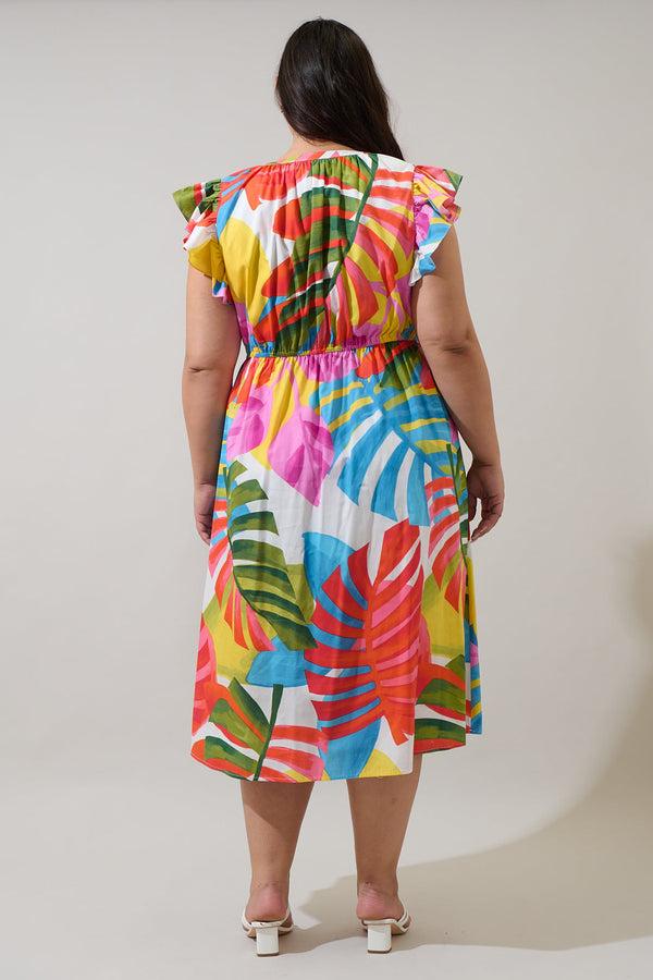 Sugarlips Breezy Palms Tiarna Ruffle Midi Dress Curve
