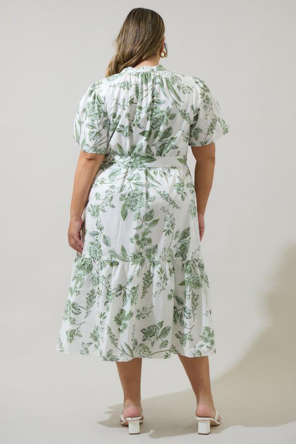 Sugarlips Bria Floral Cora Button Up Midi Dress Curve
