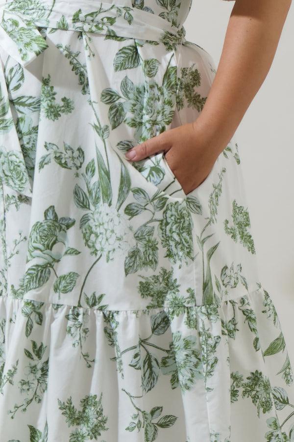 Sugarlips Bria Floral Cora Button Up Midi Dress Curve