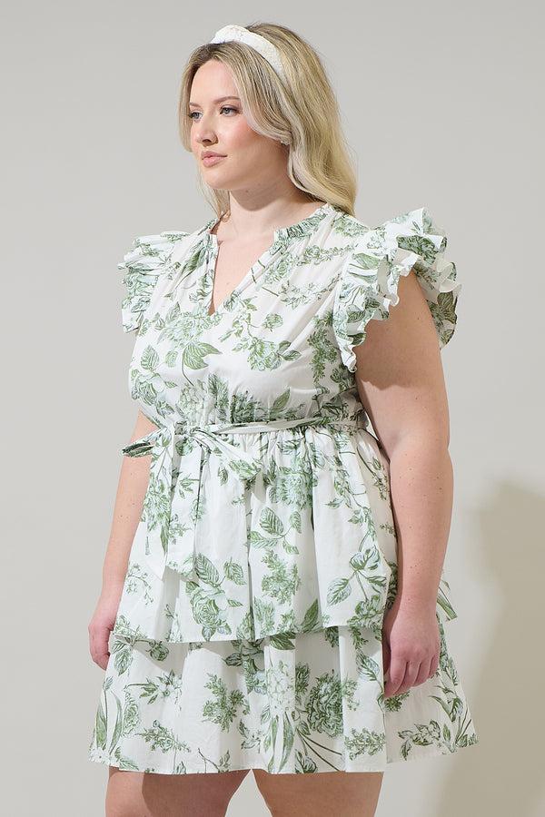 Sugarlips Bria Floral Marisol Tiered Mini Dress Curve