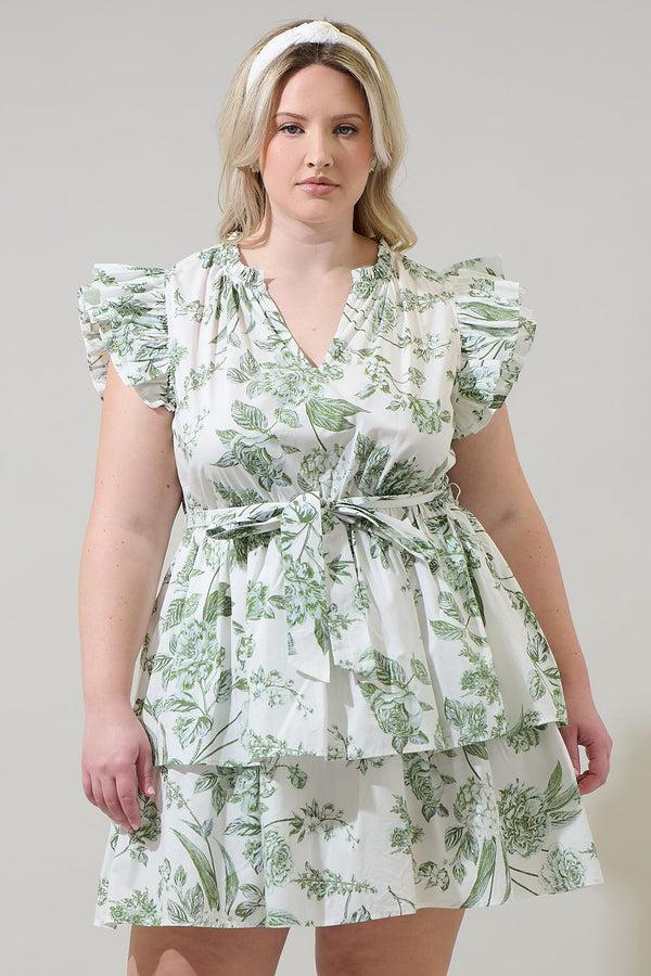 sugarlips Bria Floral Marisol Tiered Mini Dress Curve
