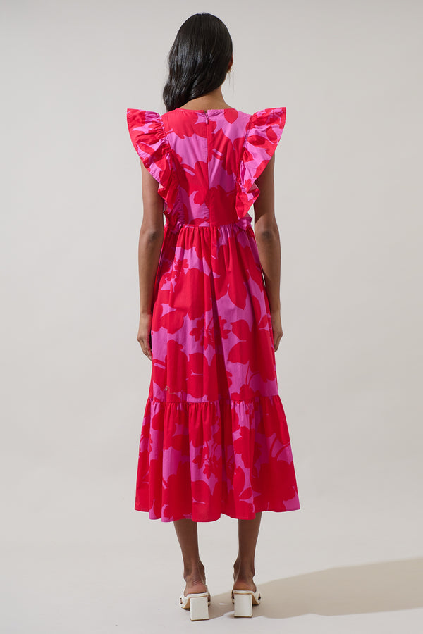 Sugarlips Briff Floral Fairness Poplin Surplice Midi Dress