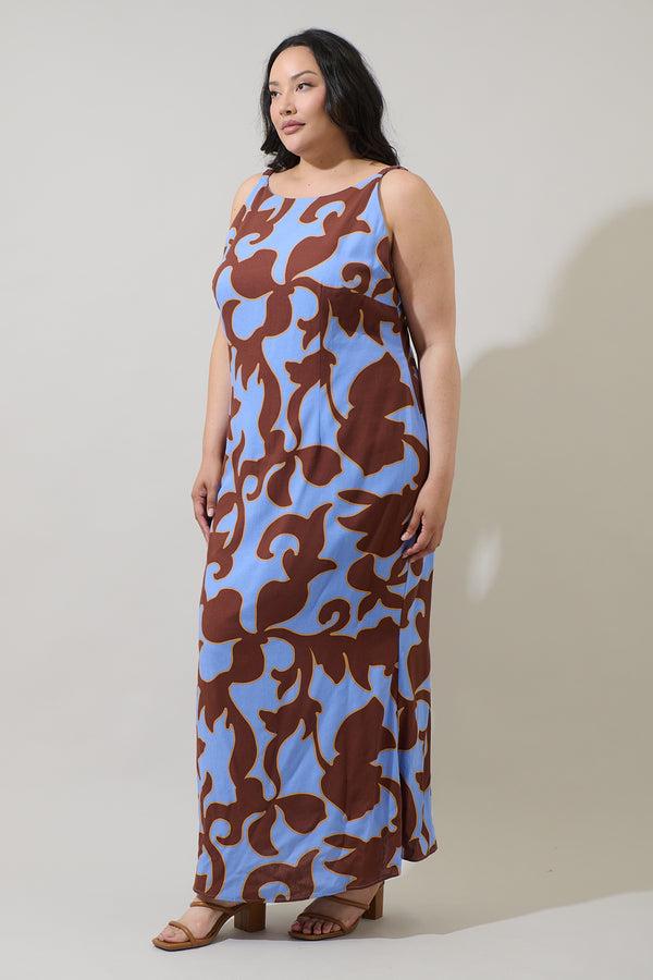 Sugarlips Briley Abstract Mizie Open Back Maxi Dress Curve