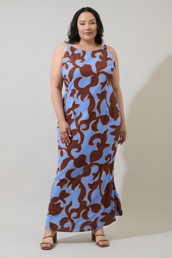 sugarlips Briley Abstract Mizie Open Back Maxi Dress Curve