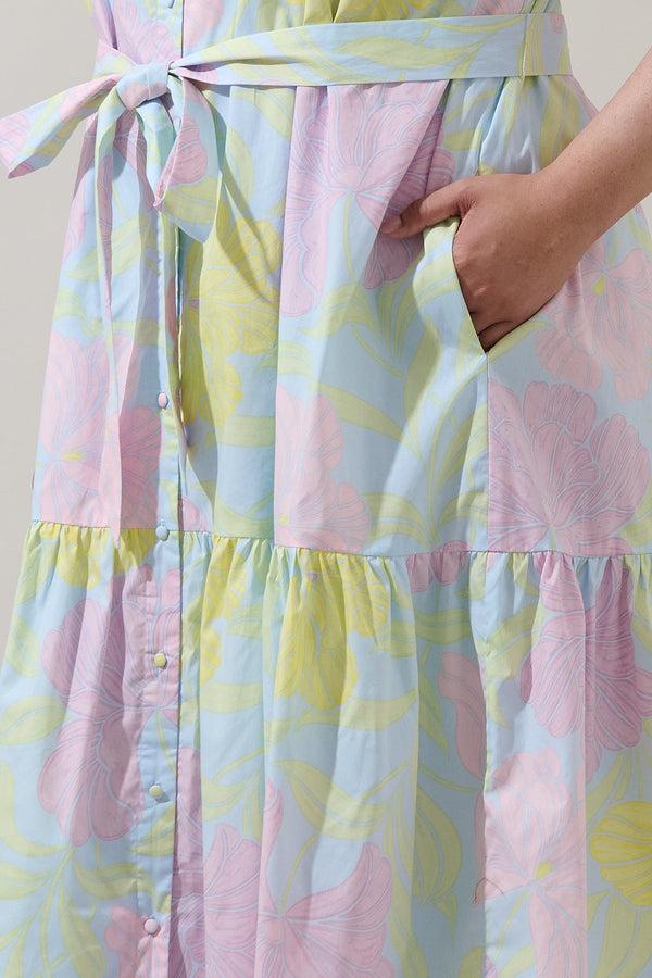 Sugarlips Brisa Floral Wynette Tiered Midi Dress Curve