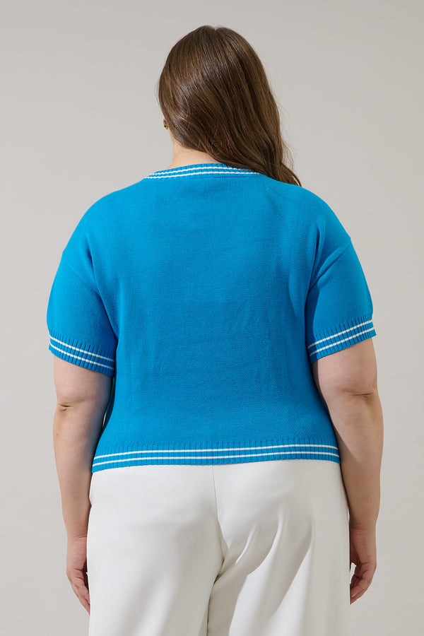 Sugarlips Brissy Cherry Drop Shoulder Sweater Top Curve