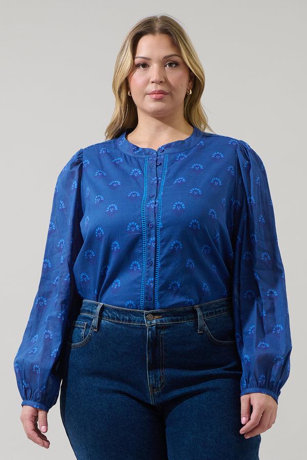 sugarlips Briza Medallion Meddy Button Down Top Curve
