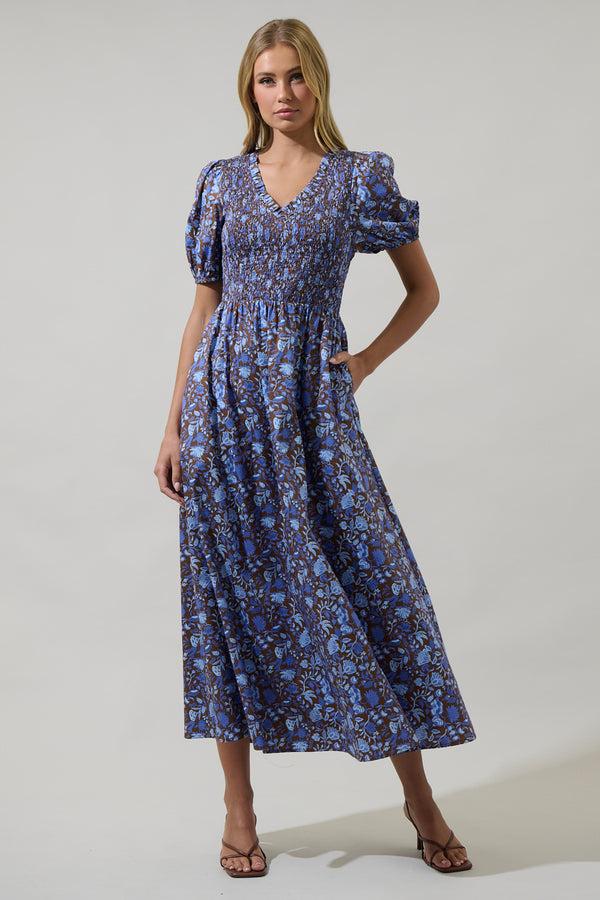 Sugarlips Bruceton Floral Brenty Smocked Midi Dress