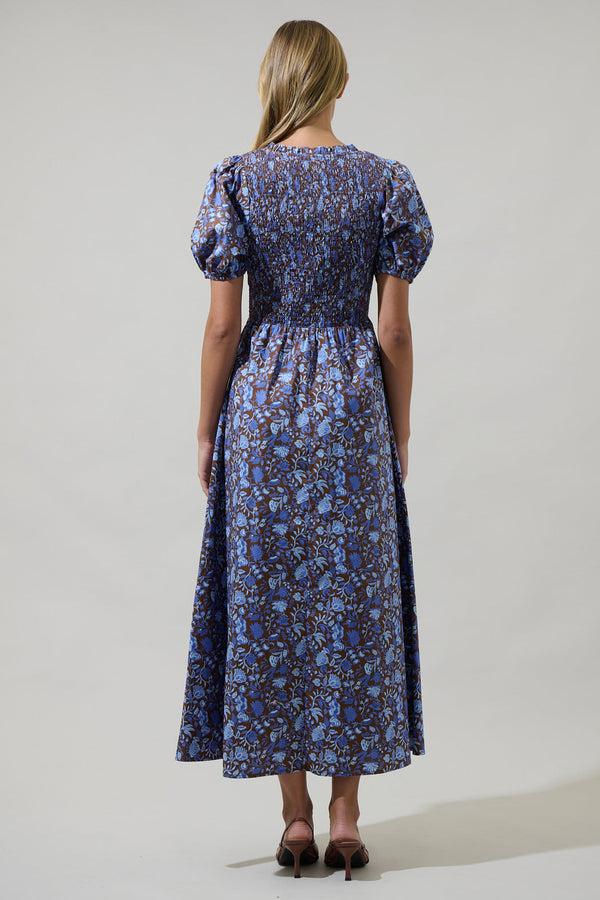 Sugarlips Bruceton Floral Brenty Smocked Midi Dress