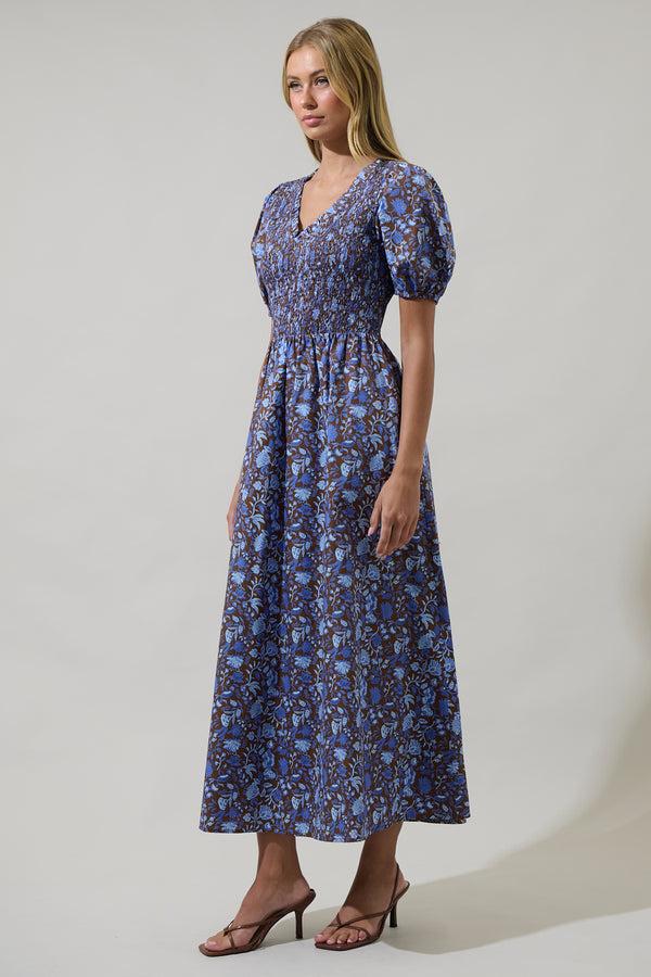 Sugarlips Bruceton Floral Brenty Smocked Midi Dress