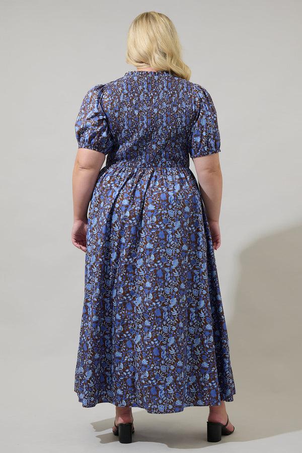 Sugarlips Bruceton Floral Brenty Smocked Midi Dress Curve