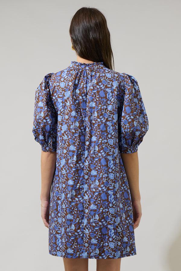 Sugarlips Bruceton Floral Julissa Split Neck Babydoll Dress