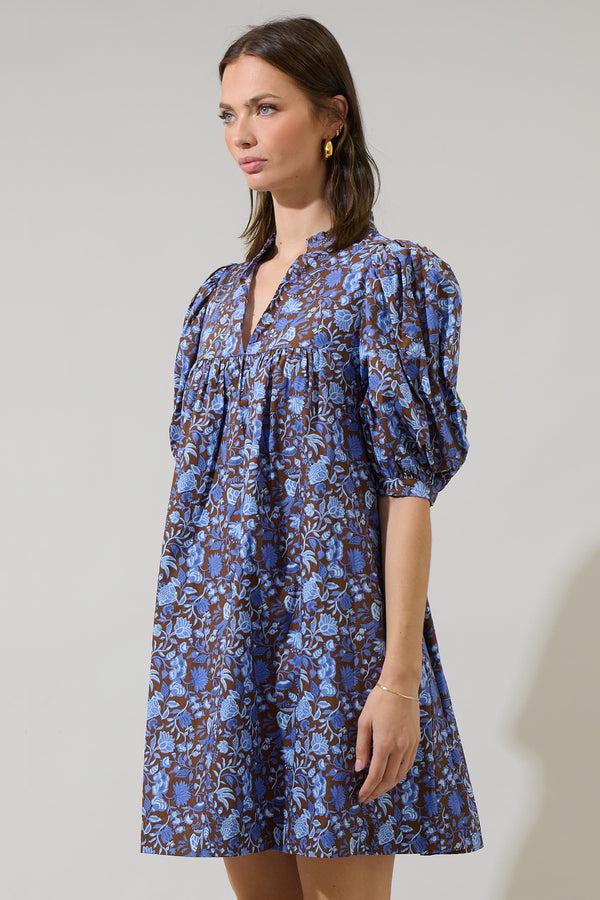Sugarlips Bruceton Floral Julissa Split Neck Babydoll Dress