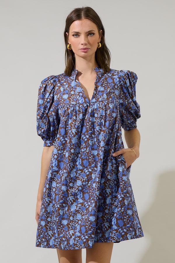 sugarlips Bruceton Floral Julissa Split Neck Babydoll Dress