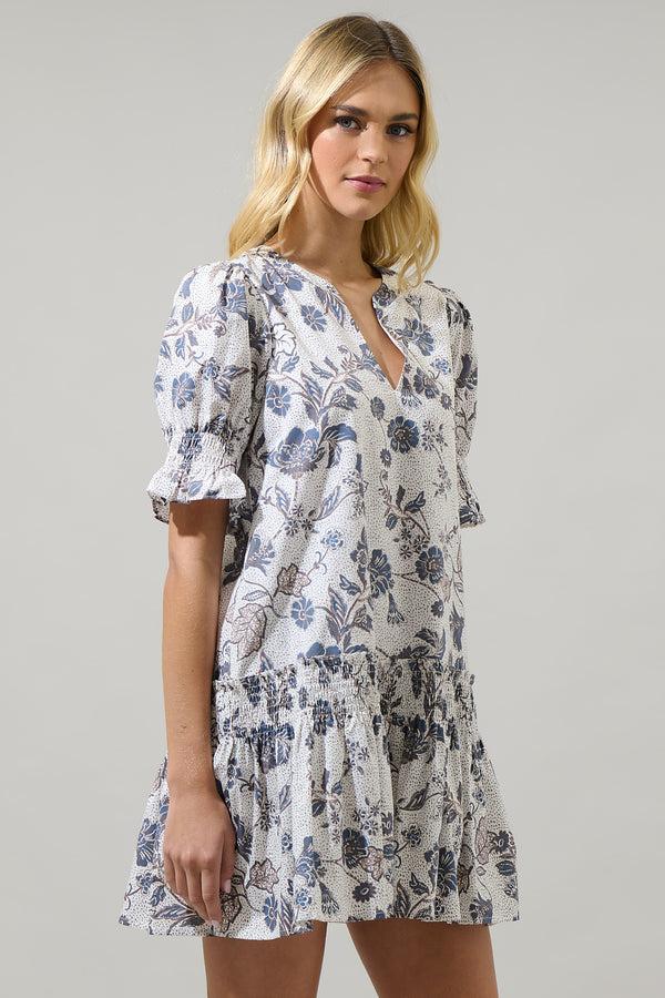 Sugarlips Bryony Floral Marinella Smocked Mini Dress