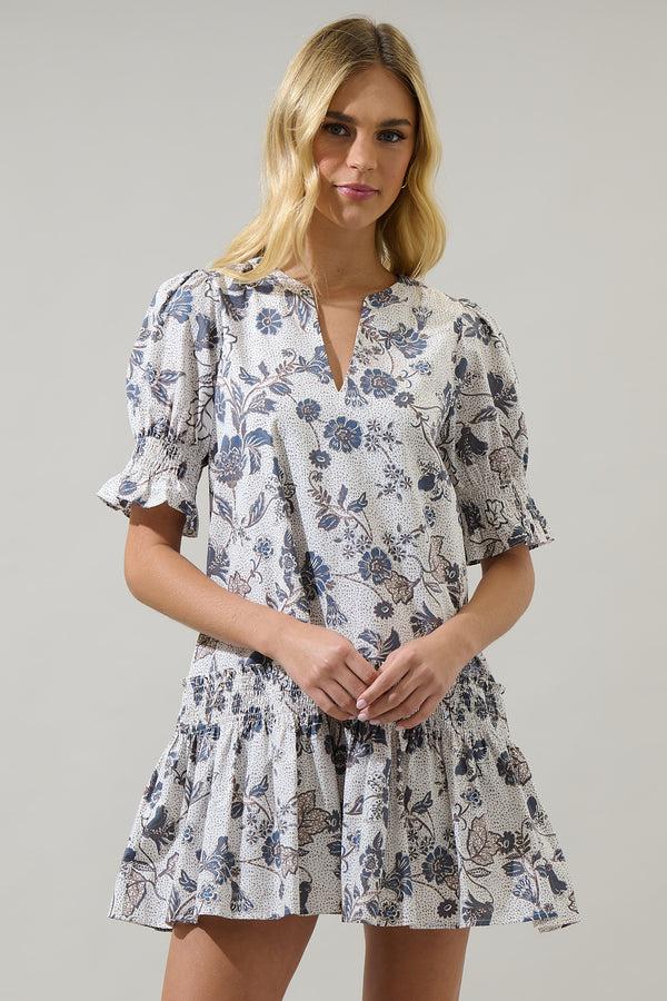 sugarlips Bryony Floral Marinella Smocked Mini Dress