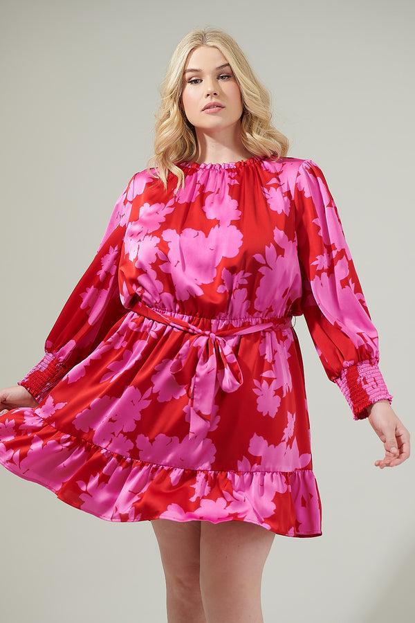 sugarlips Burning Love Sevilla Satin Ruffle Dress Curve