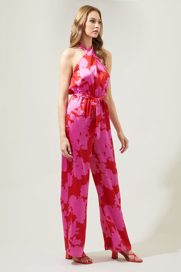 Sugarlips Burning Love Villanueva Satin Halter Jumpsuit