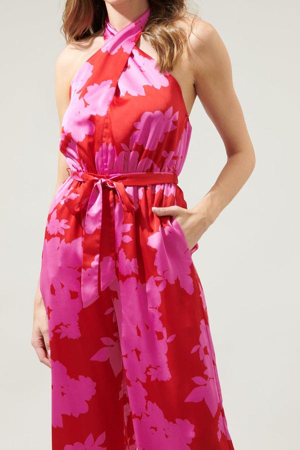 Sugarlips Burning Love Villanueva Satin Halter Jumpsuit