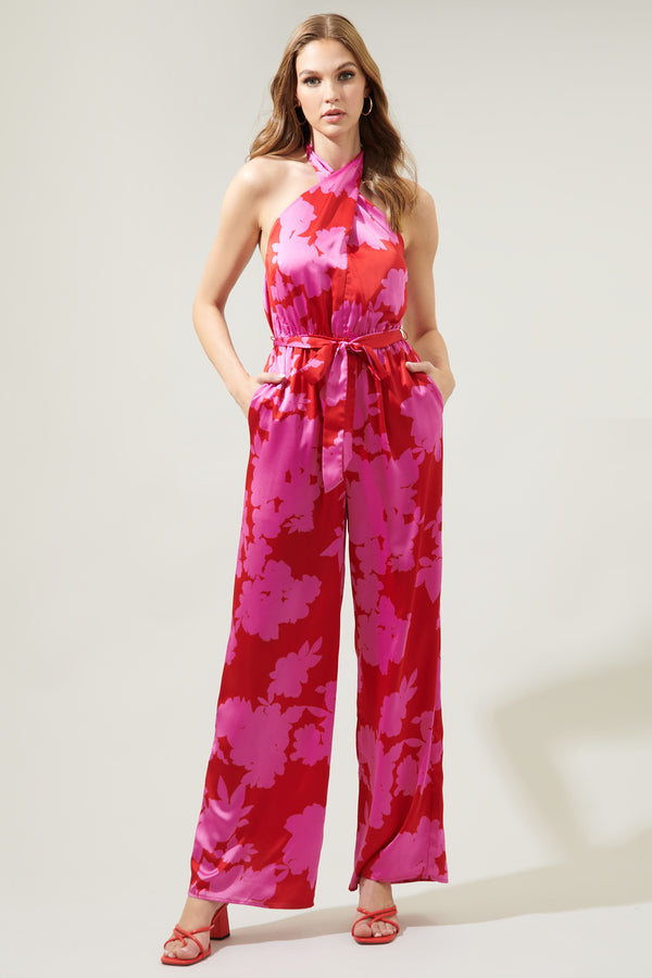sugarlips Burning Love Villanueva Satin Halter Jumpsuit