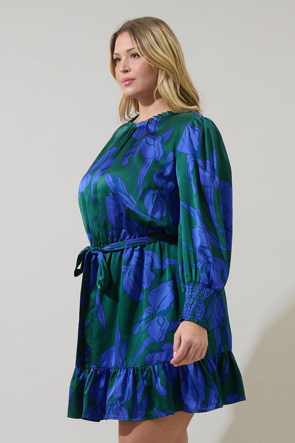 Sugarlips Busbee Floral Sevilla Satin Ruffle Dress Curve
