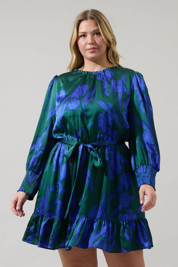 sugarlips Busbee Floral Sevilla Satin Ruffle Dress Curve