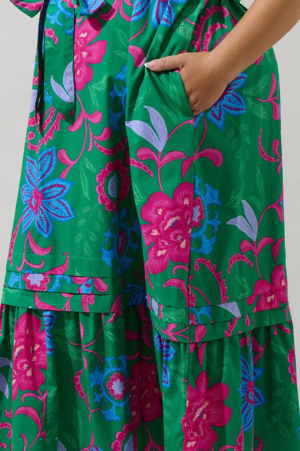 Sugarlips Cabina Floral Reya Pleated Midi Dress Curve