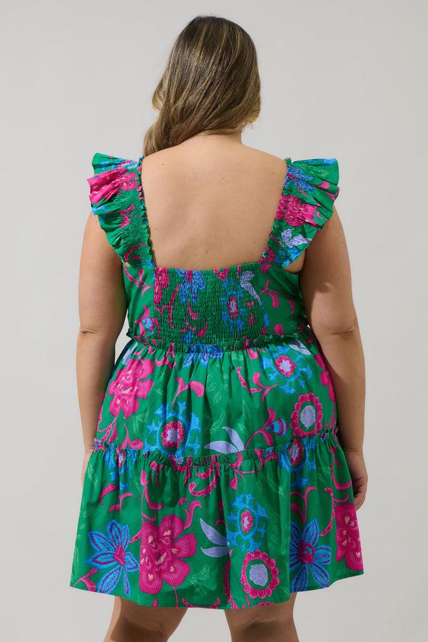 Sugarlips Cabina Floral Ruffle Tiered Mini Dress Curve