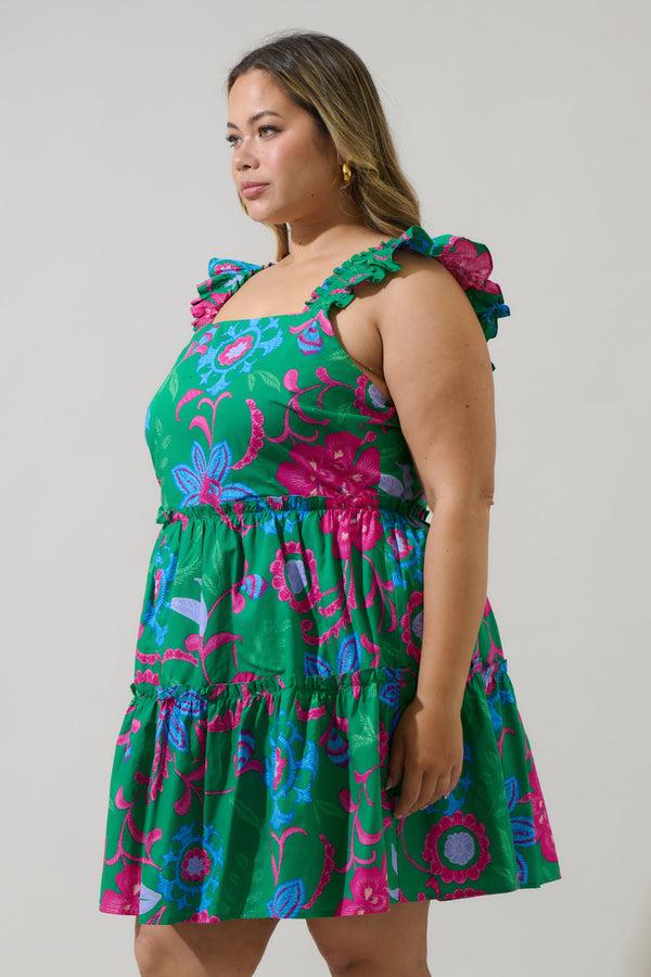 Sugarlips Cabina Floral Ruffle Tiered Mini Dress Curve