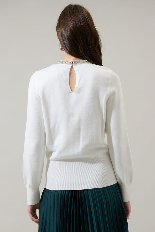 Sugarlips Caddice Beaded Embellished Crewneck Sweater